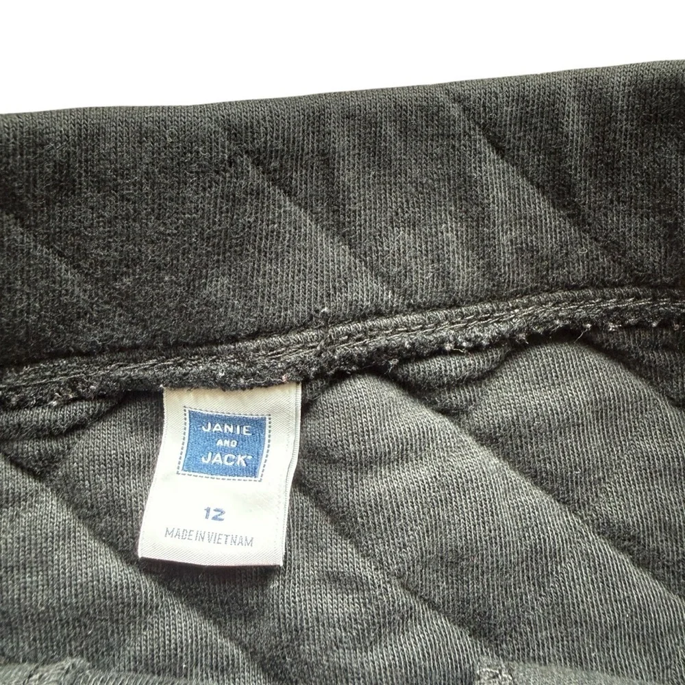 Janie and Jack Skirt Girls Size 12 Black Black Quilted A-Line Pull On Pockets